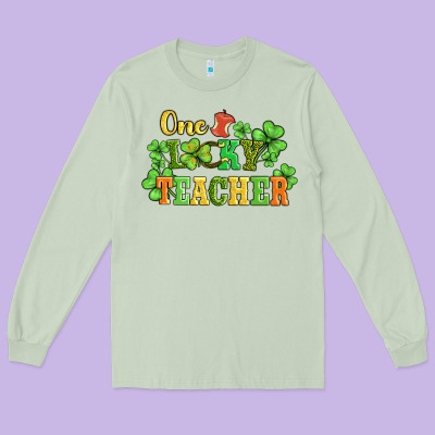 One Lucky Teacher Long Sleeve Tee Designed By Adodesignshop
