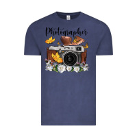 Vintage Denim photographer floral butterfly film roll vintage camera Vintage Tee - FaDigitalArtStudio