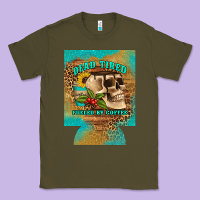 Dead Tired Fueled By Coffee 12 Oz Can Cooler (regular) Classic Tee Designed By Artiststas