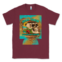 Burgundy dead tired fueled by coffee 12 oz can cooler (regular) Classic Tee - Artiststas