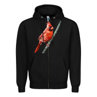 Black Northern Cardinal Bird Zipper Hoodie - LillyAllenDesigns