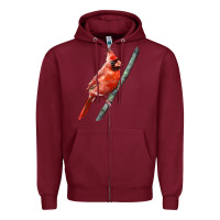 Burgundy Northern Cardinal Bird Zipper Hoodie - LillyAllenDesigns
