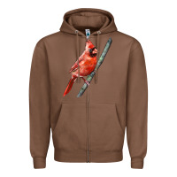 Chestnut Northern Cardinal Bird Zipper Hoodie - LillyAllenDesigns