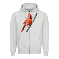 Dove Grey Northern Cardinal Bird Zipper Hoodie - LillyAllenDesigns