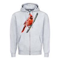 Heather Grey Northern Cardinal Bird Zipper Hoodie - LillyAllenDesigns