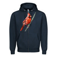 Navy Northern Cardinal Bird Zipper Hoodie - LillyAllenDesigns