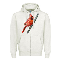 Oatmeal Heather Northern Cardinal Bird Zipper Hoodie - LillyAllenDesigns