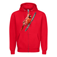 Red Northern Cardinal Bird Zipper Hoodie - LillyAllenDesigns