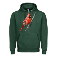 Sports Green Northern Cardinal Bird Zipper Hoodie - LillyAllenDesigns