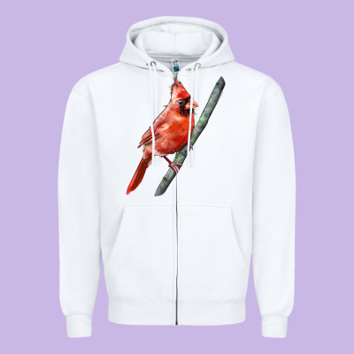 Northern Cardinal Bird Zipper Hoodie Designed By Lillyallendesigns