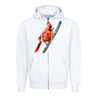 White Northern Cardinal Bird Zipper Hoodie - LillyAllenDesigns