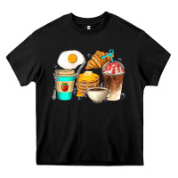 Black Breakfast Coffee Cups Heavy Core Tee - Artiststas