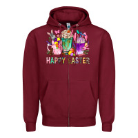 Burgundy Happy Easter coffee cups with Bunny Zipper Hoodie - NancyCooperArtShop