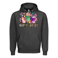 Charcoal Heather Happy Easter coffee cups with Bunny Zipper Hoodie - NancyCooperArtShop