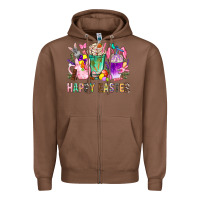 Chestnut Happy Easter coffee cups with Bunny Zipper Hoodie - NancyCooperArtShop
