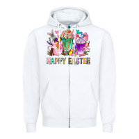 White Happy Easter coffee cups with Bunny Zipper Hoodie - NancyCooperArtShop
