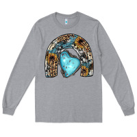 Heather Grey sunflower gemstone rainbow Long Sleeve Tee - JahusDesignShop
