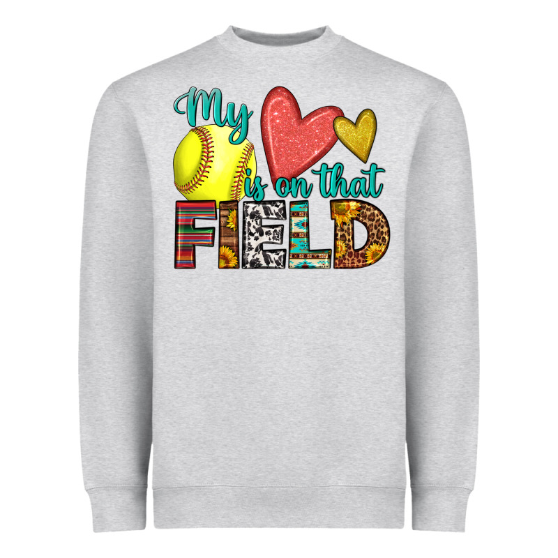 My Heart Is On That Field Softball Heavyweight Sweatshirt by HRA Design Shop | Teevron