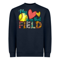 Navy my heart is on that field softball Heavyweight Sweatshirt - HRA Design Shop