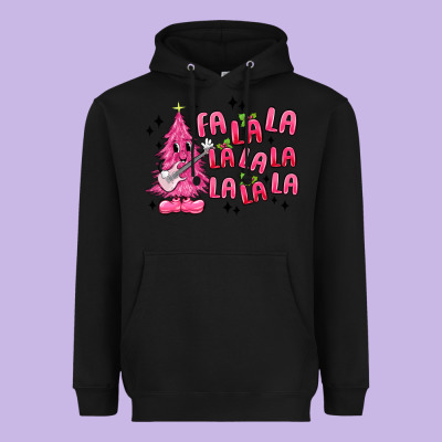 Pink Christmas Fa La La Heavyweight Hoodie Designed By Maliassmallbusiness