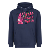 Navy pink christmas fa la la Heavyweight Hoodie - MaliasSmallBusiness