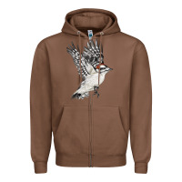 Chestnut Flying Downy Woodpecker Zipper Hoodie - LillyAllenDesigns
