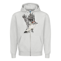 Dove Grey Flying Downy Woodpecker Zipper Hoodie - LillyAllenDesigns