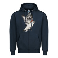 Navy Flying Downy Woodpecker Zipper Hoodie - LillyAllenDesigns