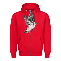 Red Flying Downy Woodpecker Zipper Hoodie - LillyAllenDesigns