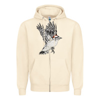 Sandshell Flying Downy Woodpecker Zipper Hoodie - LillyAllenDesigns