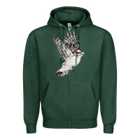 Sports Green Flying Downy Woodpecker Zipper Hoodie - LillyAllenDesigns