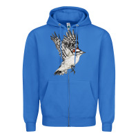 True Royal Flying Downy Woodpecker Zipper Hoodie - LillyAllenDesigns