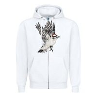 White Flying Downy Woodpecker Zipper Hoodie - LillyAllenDesigns