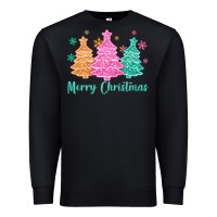 Black merry christmas glitter trees Premium Sweatshirt - MaliasSmallBusiness