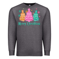 Charcoal Heather merry christmas glitter trees Premium Sweatshirt - MaliasSmallBusiness