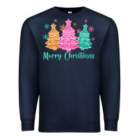 Navy merry christmas glitter trees Premium Sweatshirt - MaliasSmallBusiness