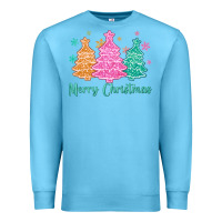 Ocean Blue merry christmas glitter trees Premium Sweatshirt - MaliasSmallBusiness