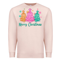 Pale Pink merry christmas glitter trees Premium Sweatshirt - MaliasSmallBusiness