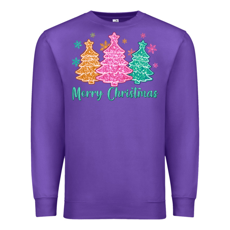 Merry Christmas Glitter Trees Premium Sweatshirt by MaliasSmallBusiness | Teevron