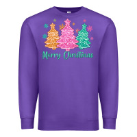 Purple merry christmas glitter trees Premium Sweatshirt - MaliasSmallBusiness