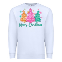 White merry christmas glitter trees Premium Sweatshirt - MaliasSmallBusiness