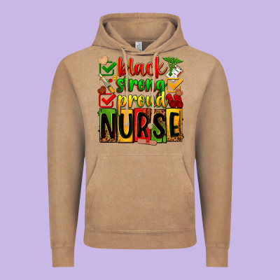 Black Strong Proud Nurse Juneteeenth Vintage Hoodie Designed By Zillion Design Studio