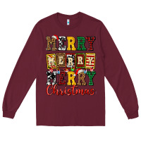 Burgundy merry merry merry christmas ado Long Sleeve Tee - AdoDesignShop