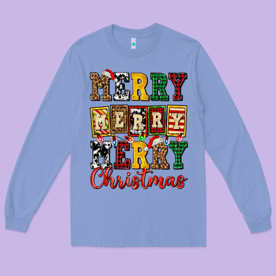 Merry Merry Merry Christmas Ado Long Sleeve Tee Designed By Adodesignshop