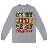 Heather Grey merry merry merry christmas ado Long Sleeve Tee - AdoDesignShop
