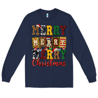 Navy merry merry merry christmas ado Long Sleeve Tee - AdoDesignShop