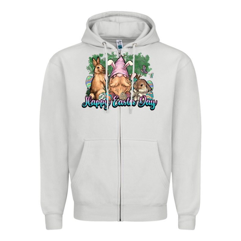 Gnome Bunny Happy Eater Day Zipper Hoodie by NancyCooperArtShop | Teevron