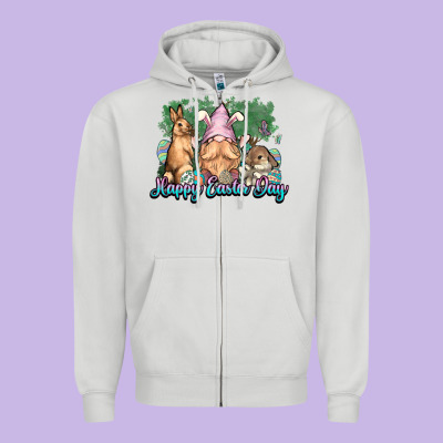 Gnome Bunny Happy Eater Day Zipper Hoodie Designed By Nancycooperartshop