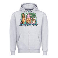 Heather Grey Gnome Bunny Happy Eater Day Zipper Hoodie - NancyCooperArtShop