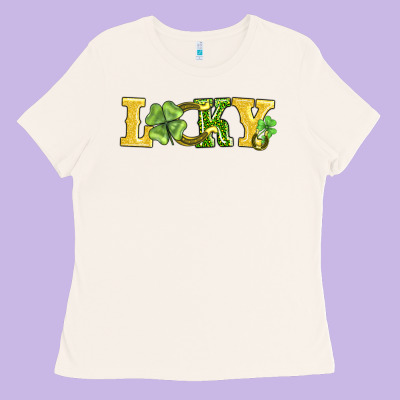 Lucky Horseshoe And Four Leaf Clover Ladies Tee Designed By Adodesignshop